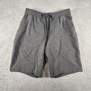 Lululemon Gray City Sweat Shorts Mens M Drawstring‎ Pull On Zip Pockets Logo Gym